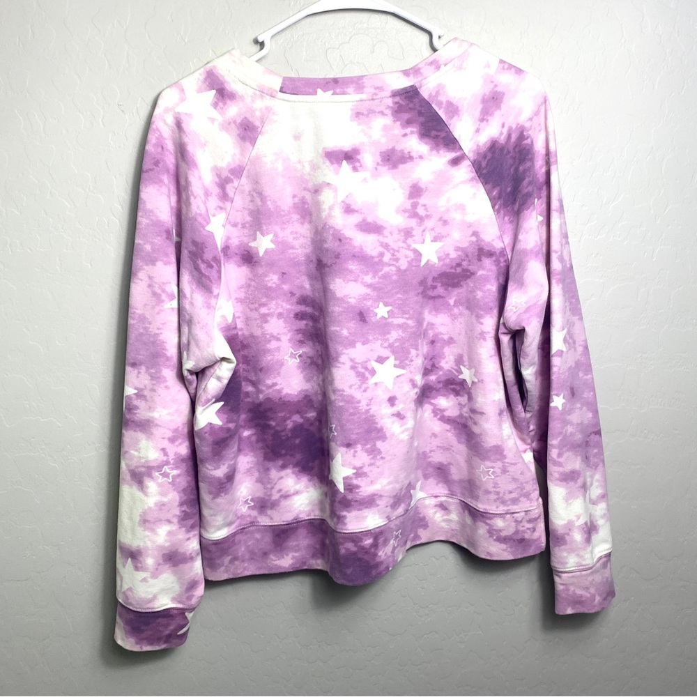 Wildfox Sweatshirt Large Purple White Tie Dye Star Celestial Witchy Whimsigoth